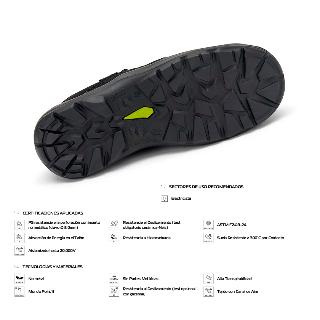 Zapato de Seguridad VOLT SB FO E PS HRO SR – Giasco